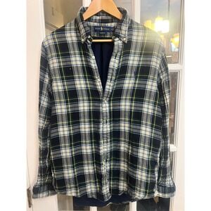 Ralph Lauren Classic Fit Plaid Flannel Shirt Men's Medium Button Down Lined    C